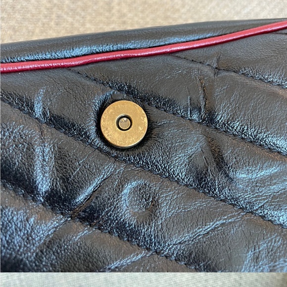 Gucci Black and Red Chevron Clutch